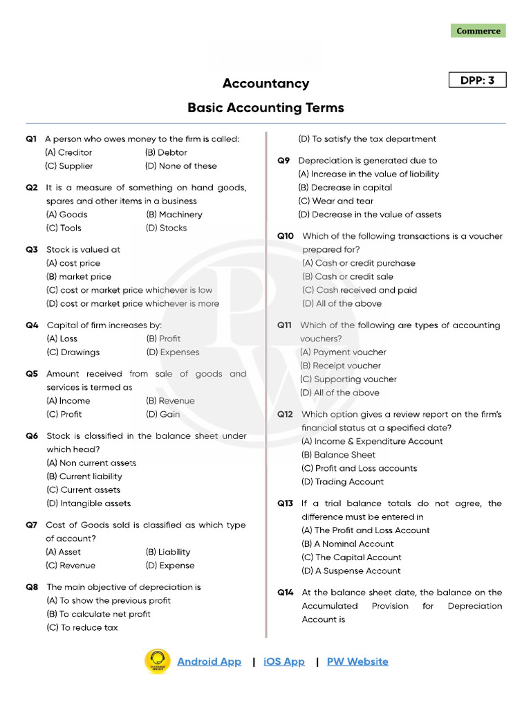 DPP 03 Basic Accounting Terms Aarambh 2025 | PDF
