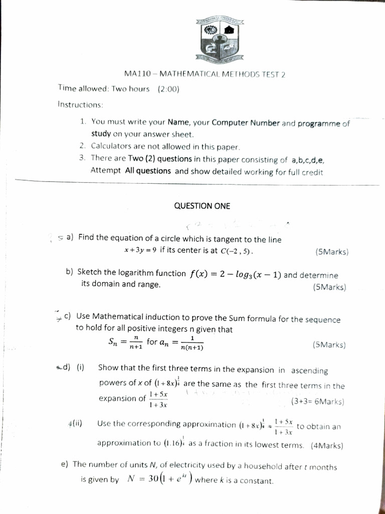 Ma Test Two 2023-2024 | PDF | Trigonometric Functions | Teaching ...