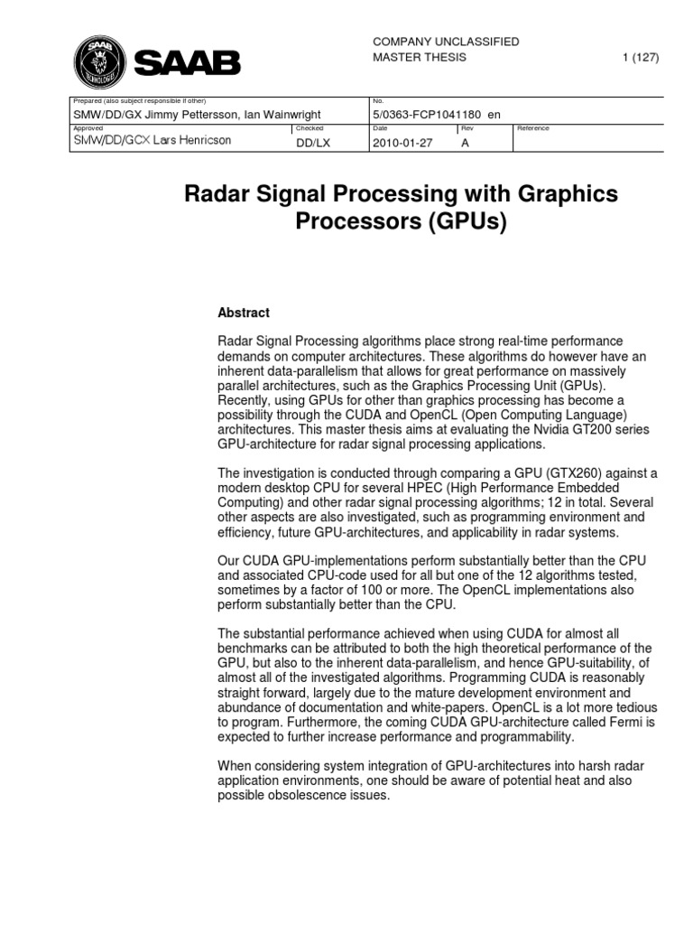Radar Signal Processing With Graphics Processors | PDF | Graphics ...
