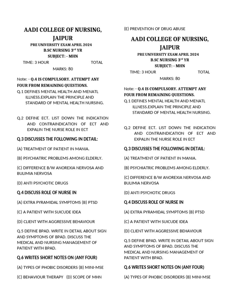3RD Year Paper 2024 | PDF