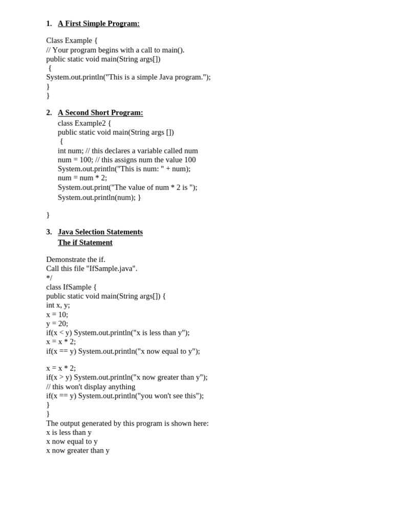 Sample Java Programs | PDF