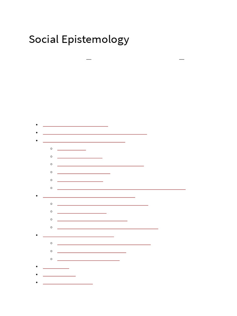 Social Epistemology | PDF