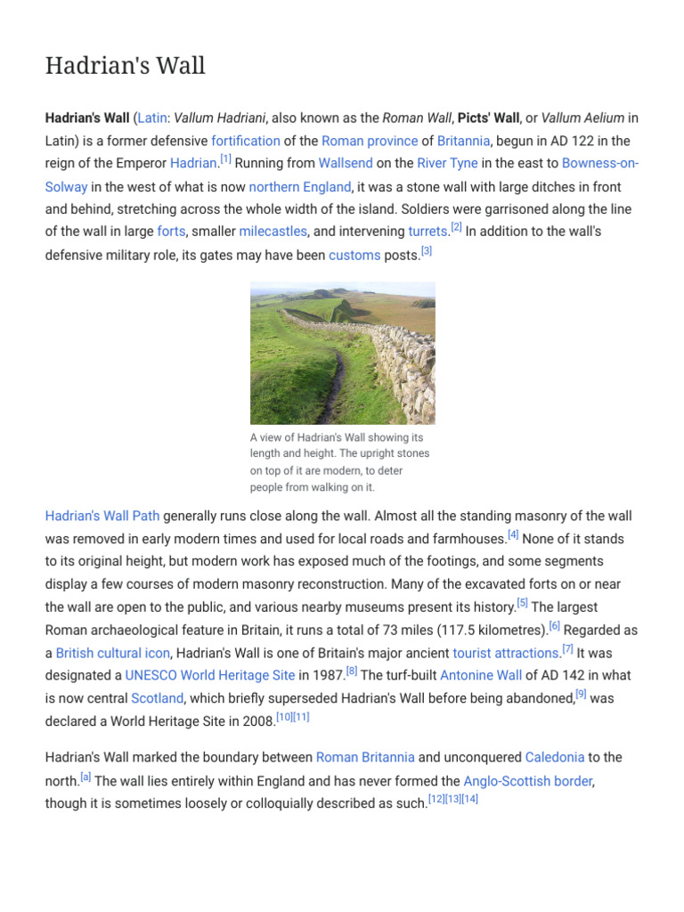 Hadrian's Wall: Roman Britain Defense | PDF