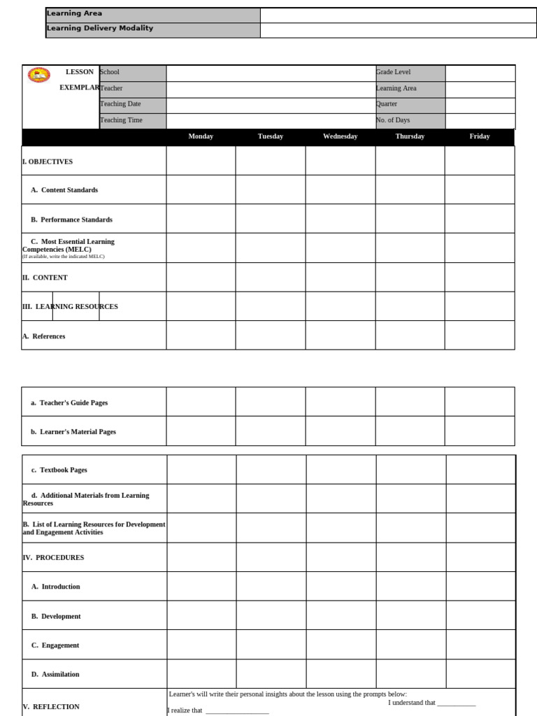 Lesson Exemplar Pdf