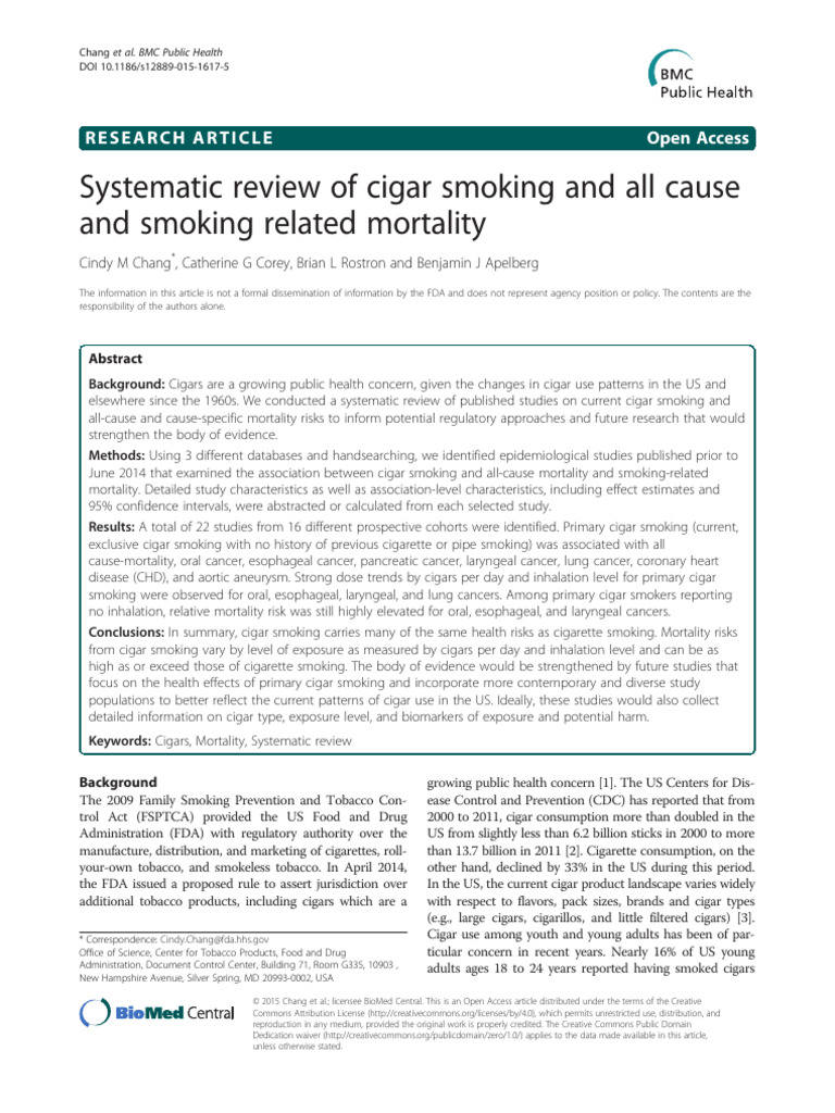 Systematic Review of Cigar Smoking and All Cause A | PDF