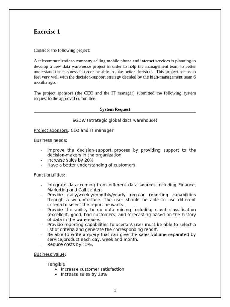 SEN 241 - Exercises - Planning - 1 | PDF
