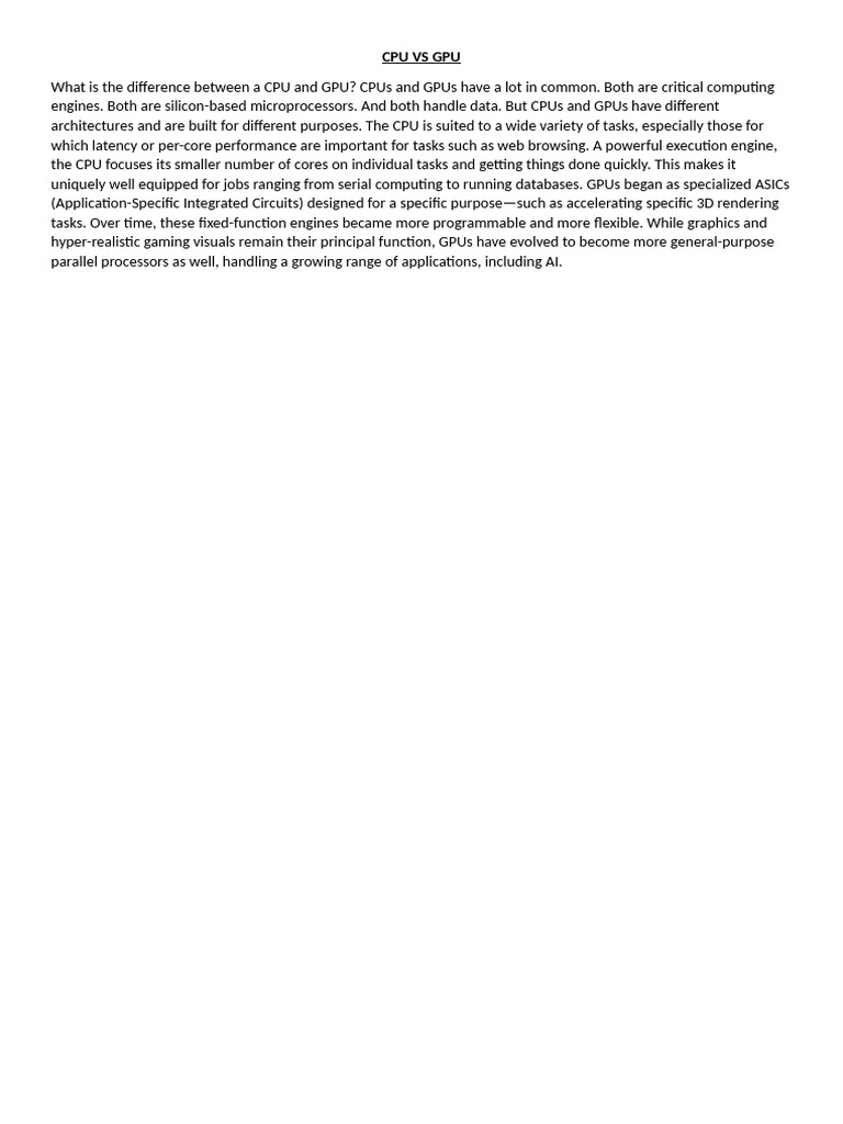 Cpu VS Gpu | PDF