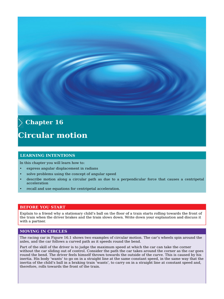 Circular Motion Learning Intentions Pdf