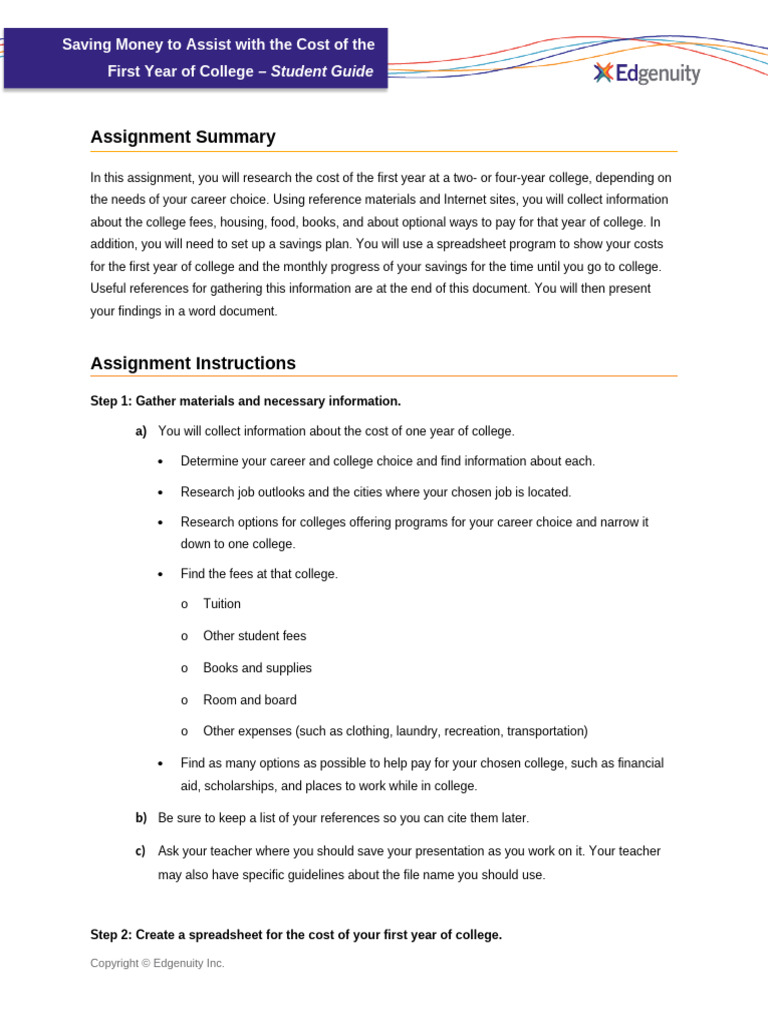 Student Guide - Planning For The Cost of College | PDF | Cost Of Living ...