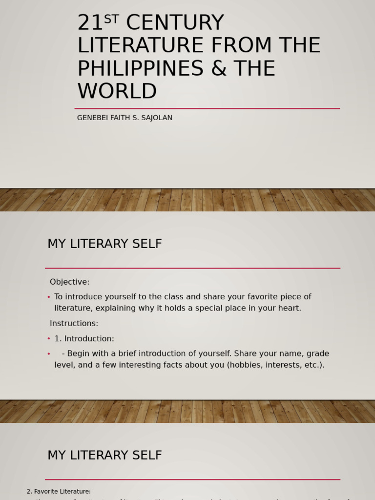 21st Century of The Philippines & The World Day 1 - My Literary Self | PDF