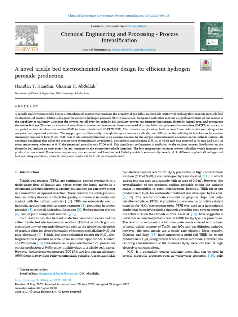 A Novel Trickle Bed Electrochemical Reactor Design For Efficient ...