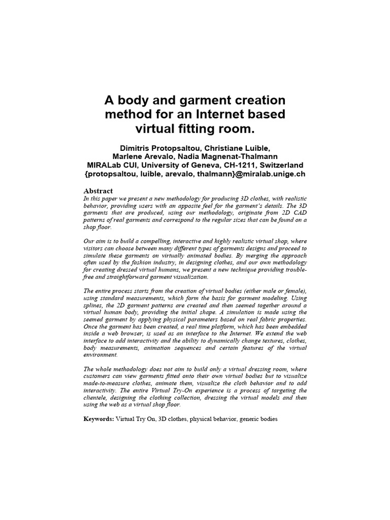 Virtual Fitting Room 3D Garment Method | PDF | Dynamic Html | Art