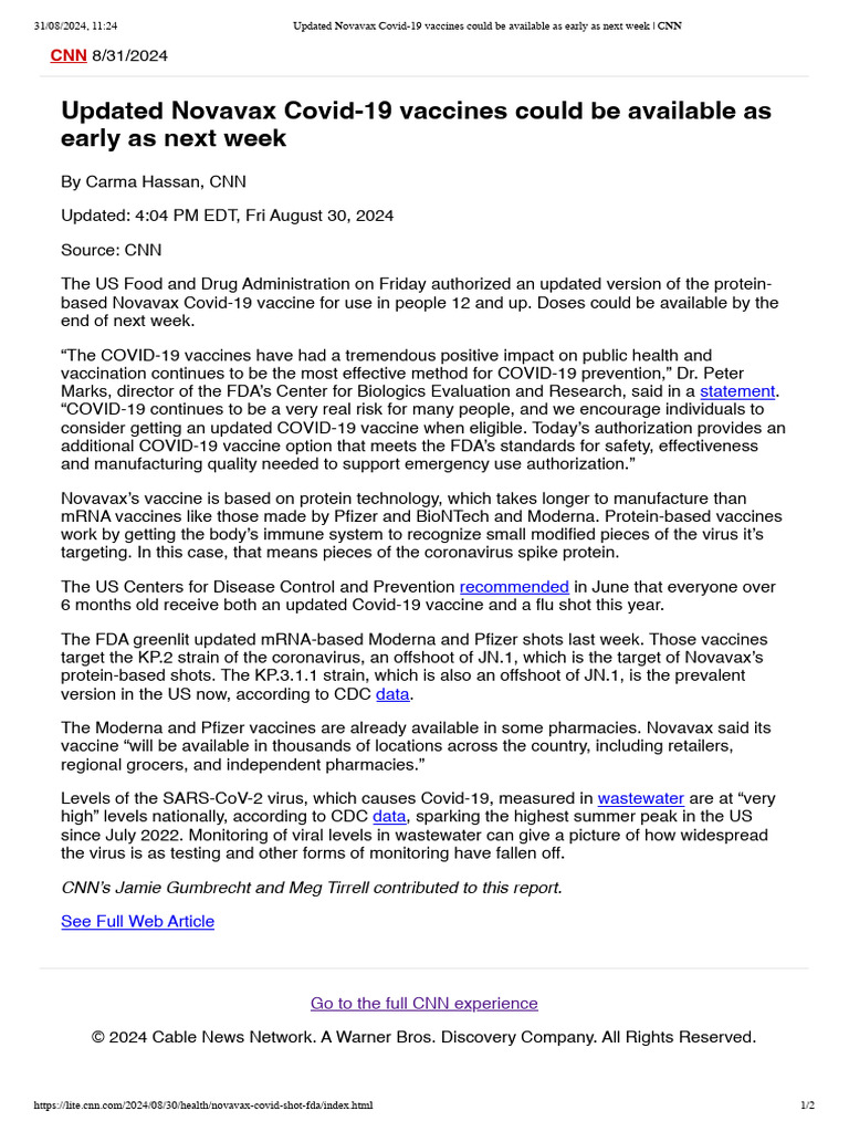 Is Novavax Available