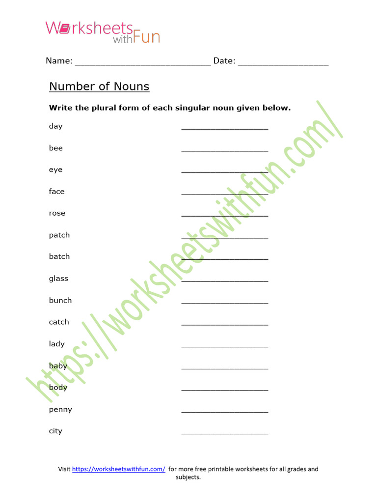 Singular and Plural Worksheet 1 | PDF