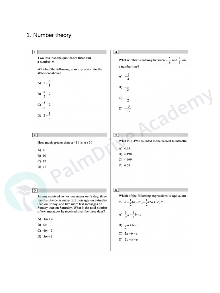 Sat Math基础知识分类练习册 | PDF