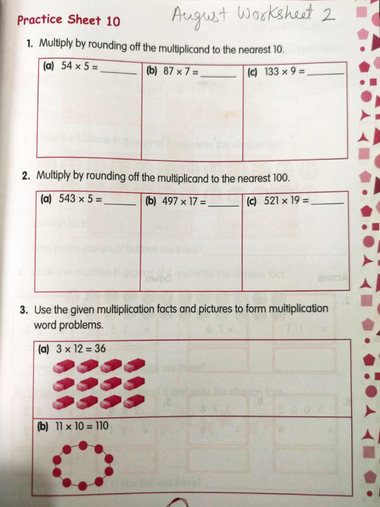 Class 3rd maths august worksheet 2 pdf