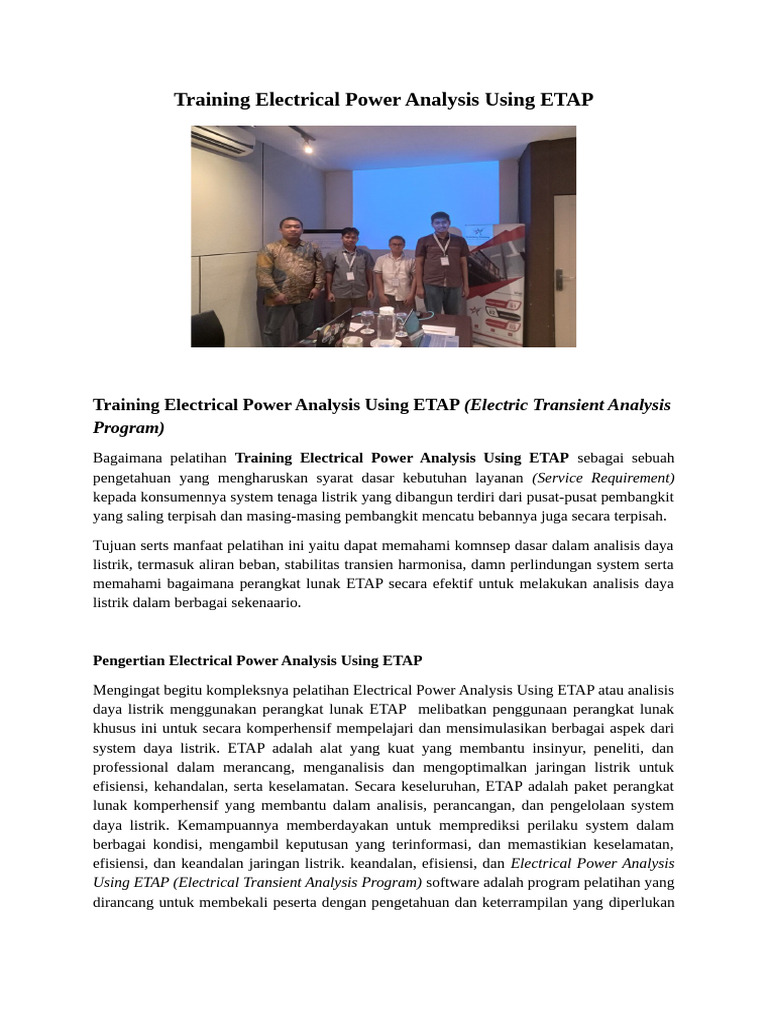 Artikel Electrical Power Analysis Using ETAP | PDF