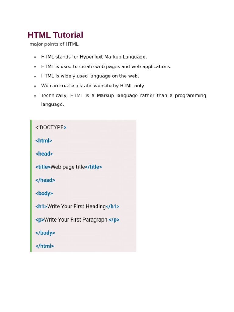 HTML Tutorial | PDF