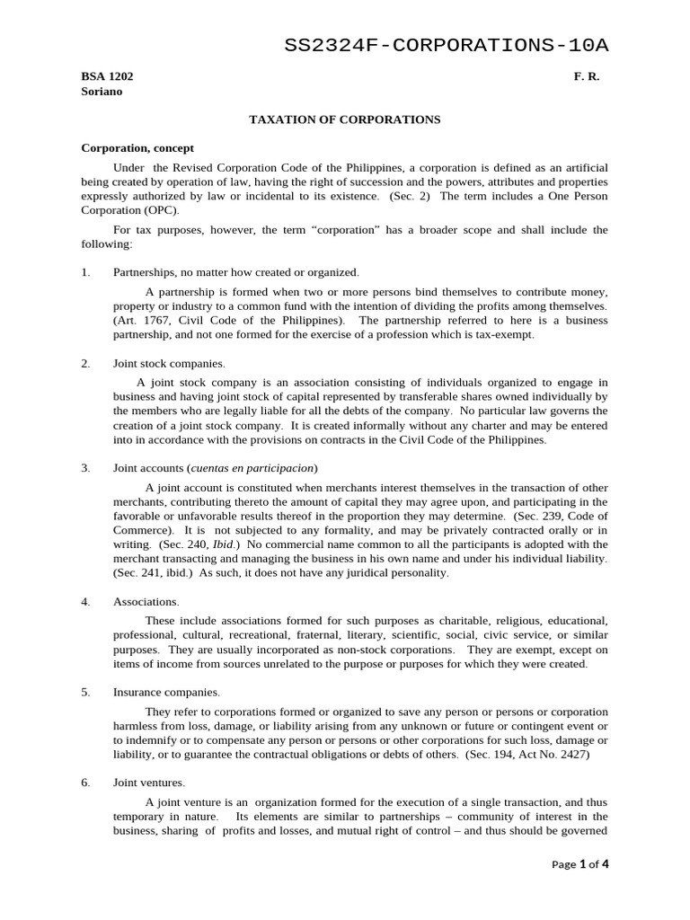 Taxation of Corporations in the Philippines | PDF | Taxes | Capital ...