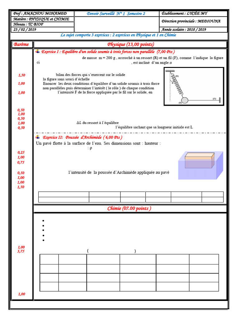c1 s2 TC BIOF Prof - Amachou (WWW - Pc1.ma) | PDF