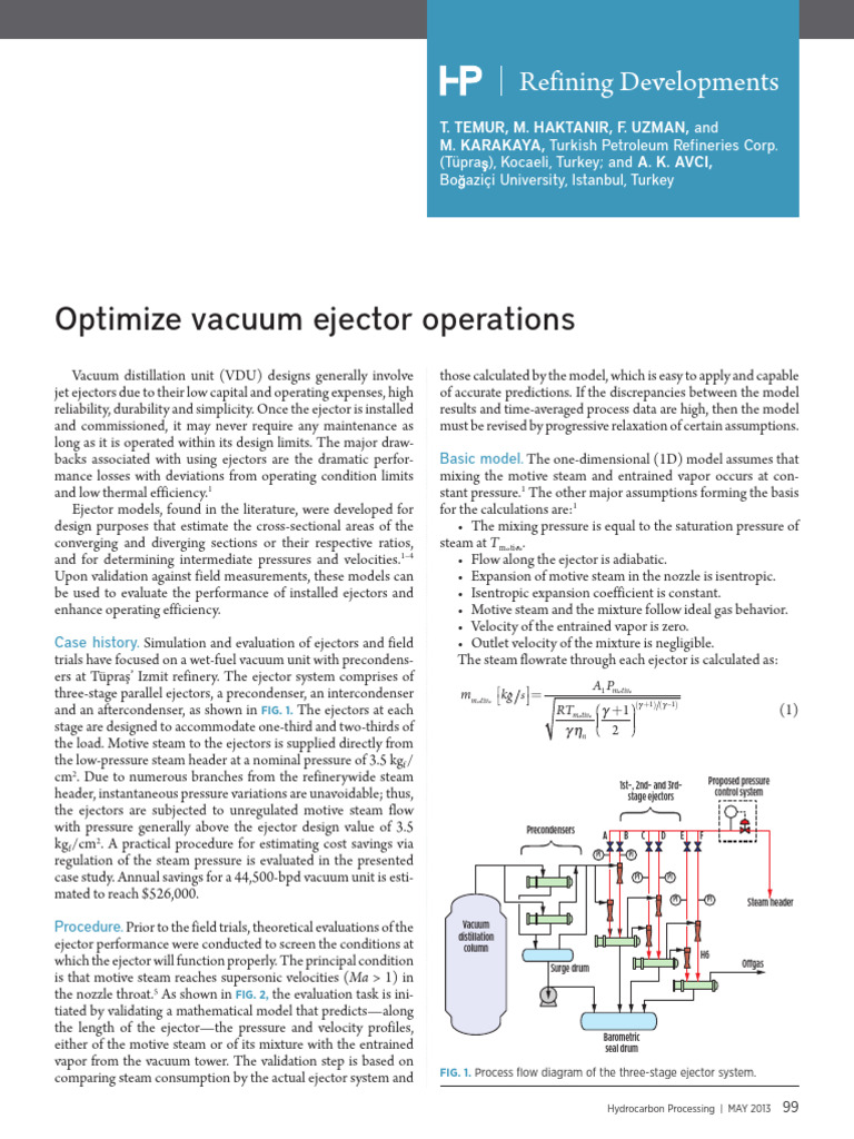 Optimize Vacuum Ejector Operations Pdf