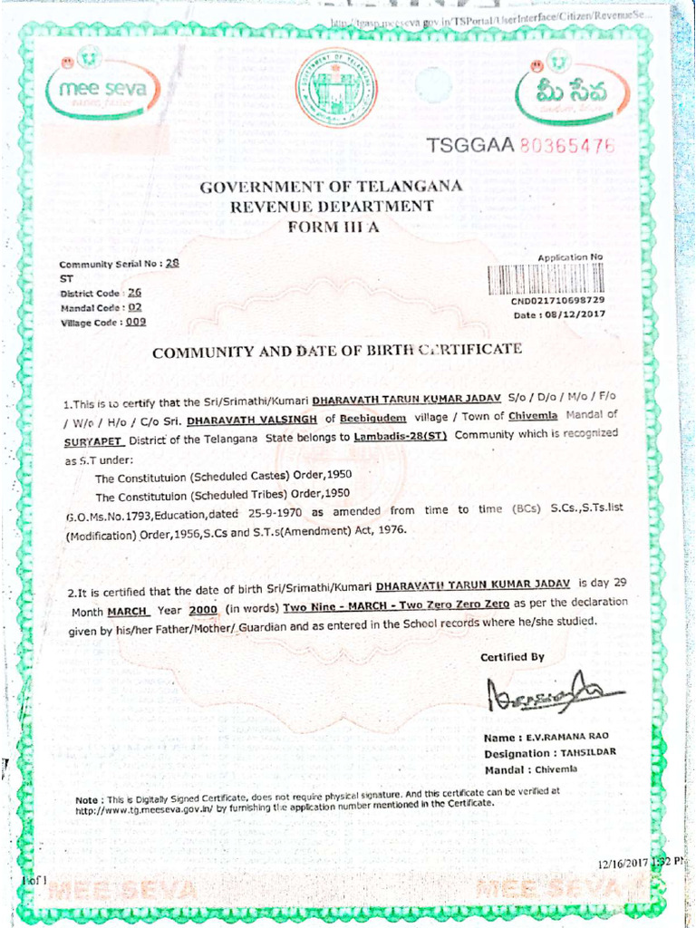 Caste Certificate (1) - Compressed | PDF