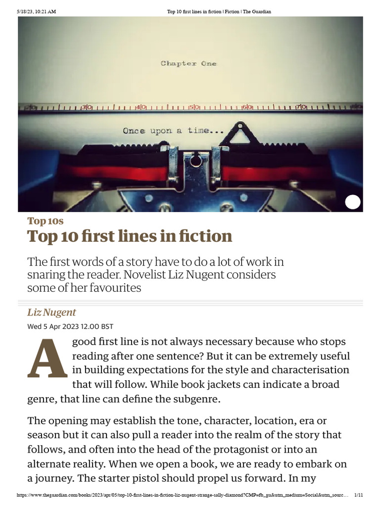 Top 10 First Lines in Fiction - Fiction - The Guardian | PDF | General ...