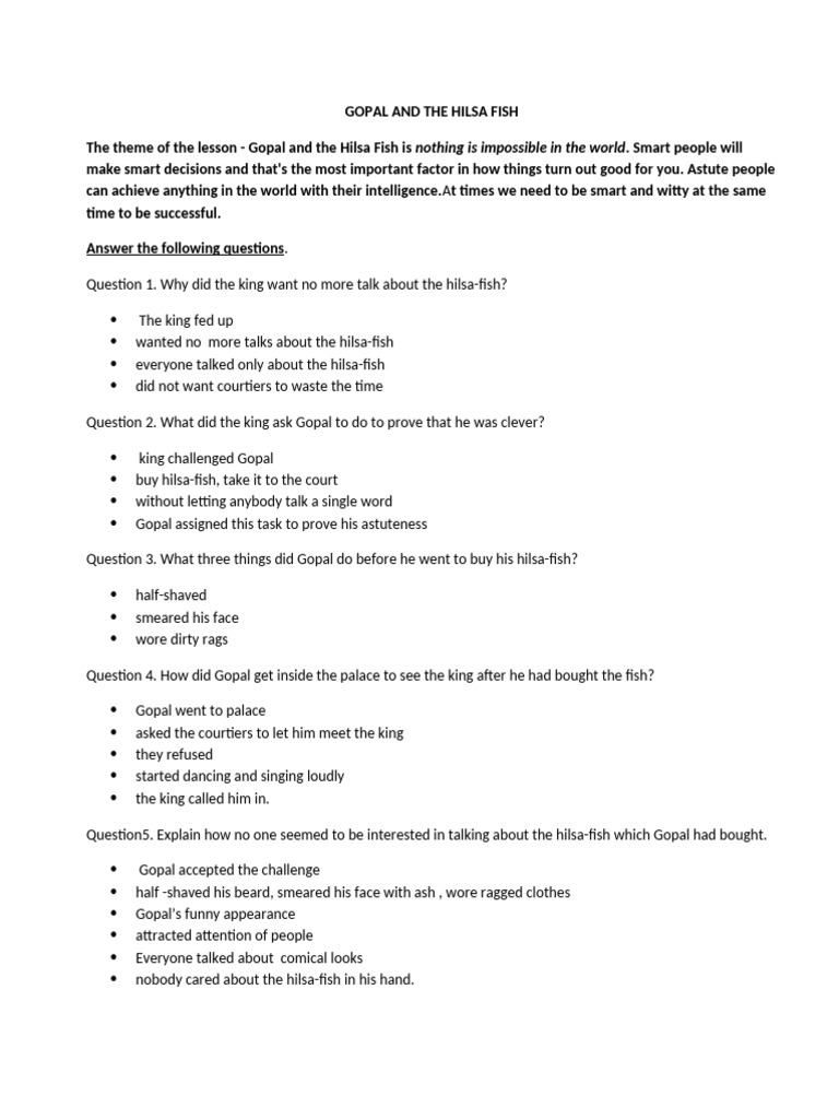 Class 7 notes gopal and the hilsa fish pdf