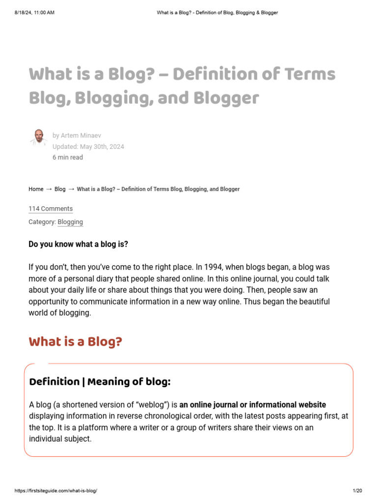 10 What Is A Blog - Definition of Blog Blogging Blogger | PDF | Blog ...