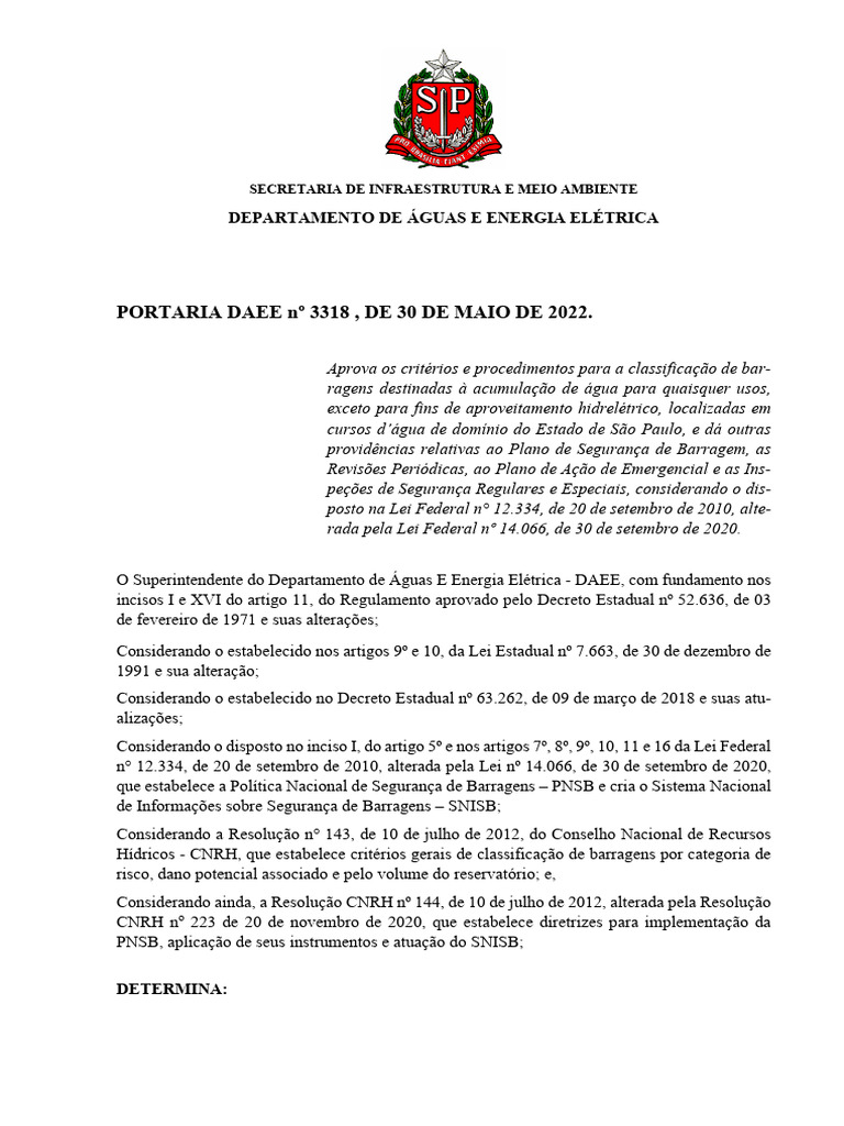 Portaria DAEE 3318 | PDF