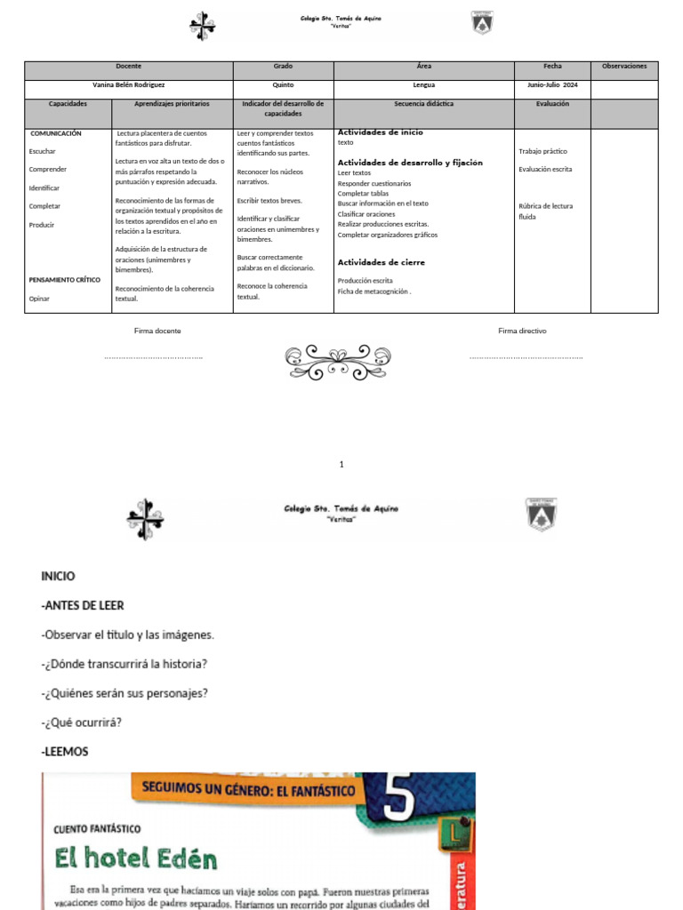 Secuencia Didáctica de Lengua 5to Grado | PDF | Asunto (gramática ...