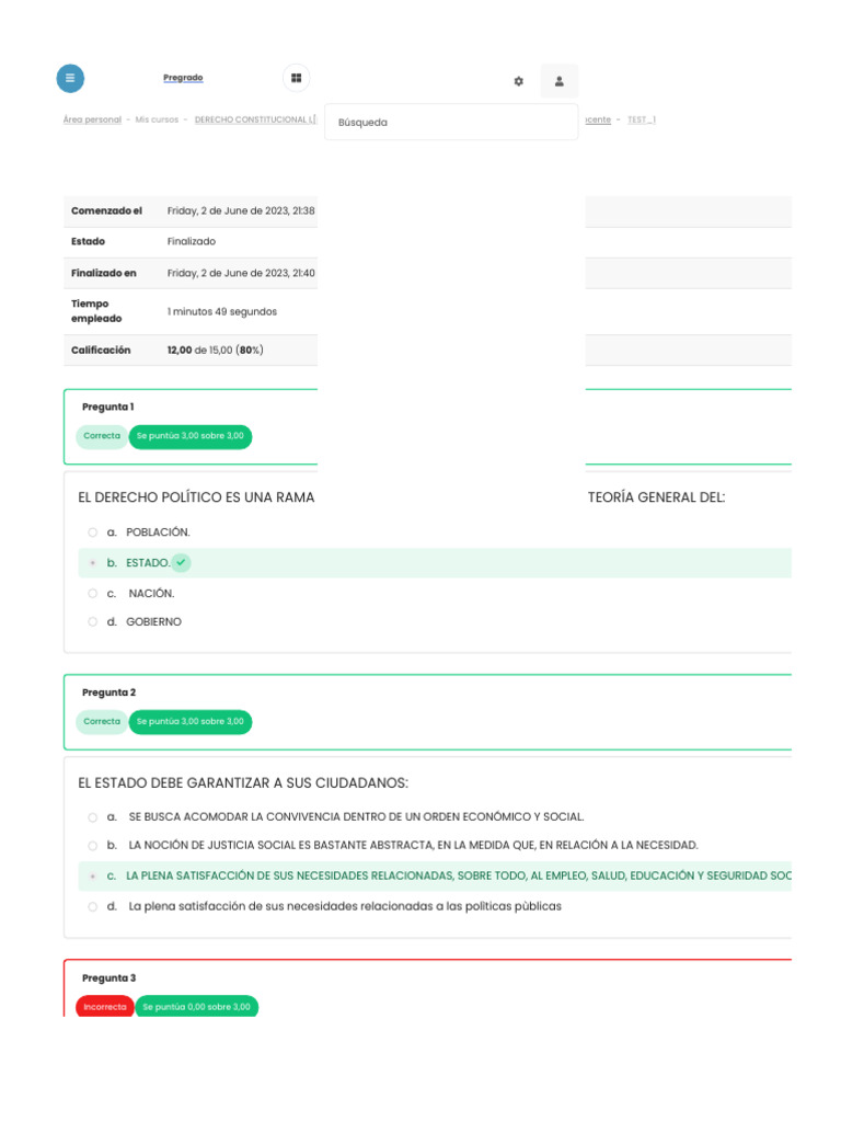 Test Derecho Constitucional 1 | PDF