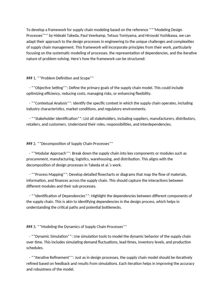 To Develop A Framework For Supply Chain Modeling Based On The Reference ...