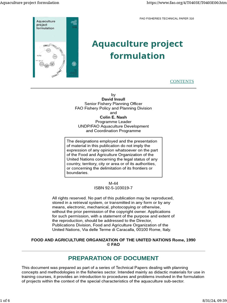 Aquaculture Project Formulation | PDF
