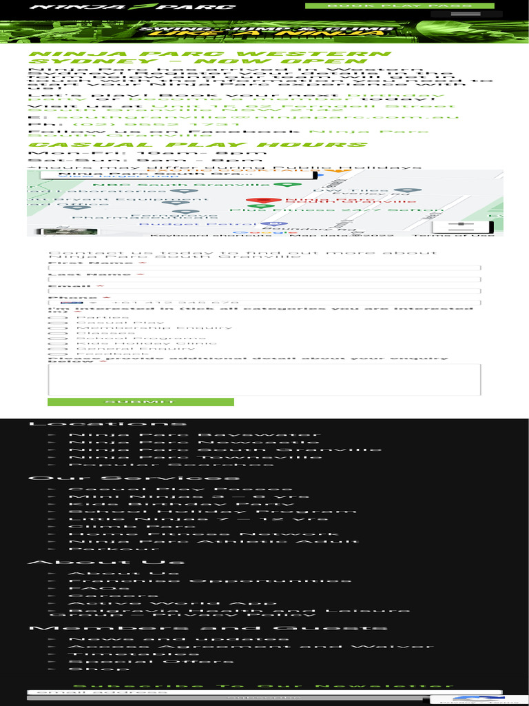 Ninja Parc South Granville Ninja Parc PDF