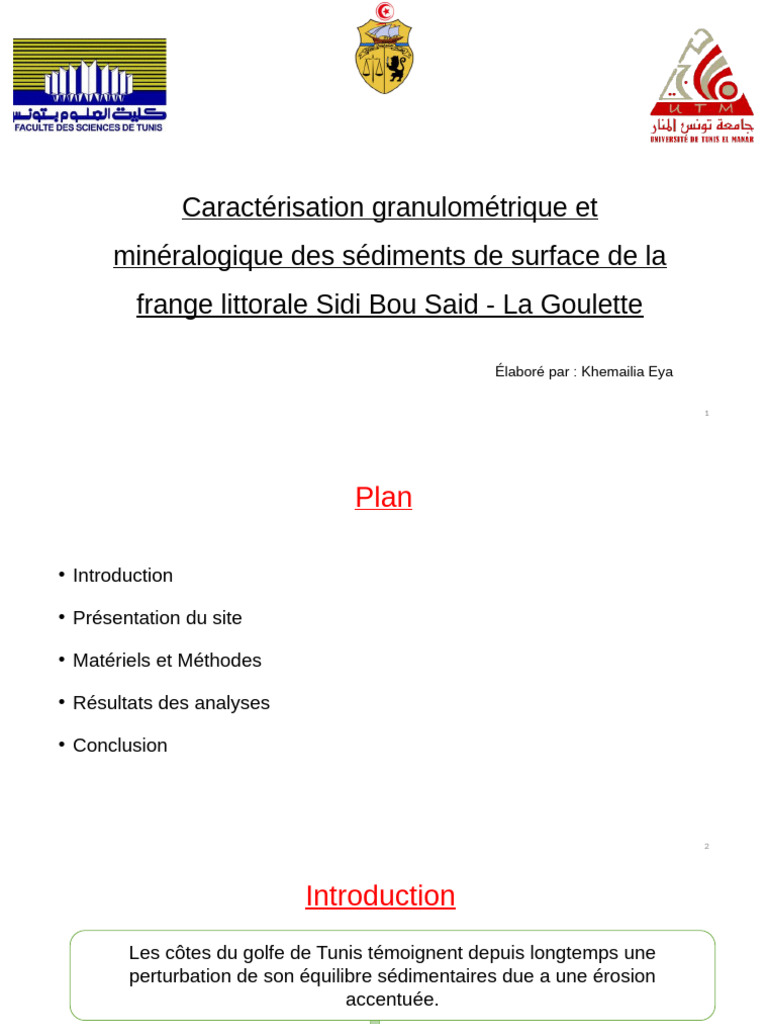 Caractérisation Granulométrique Et Minéralogique Des Sédiments de ...