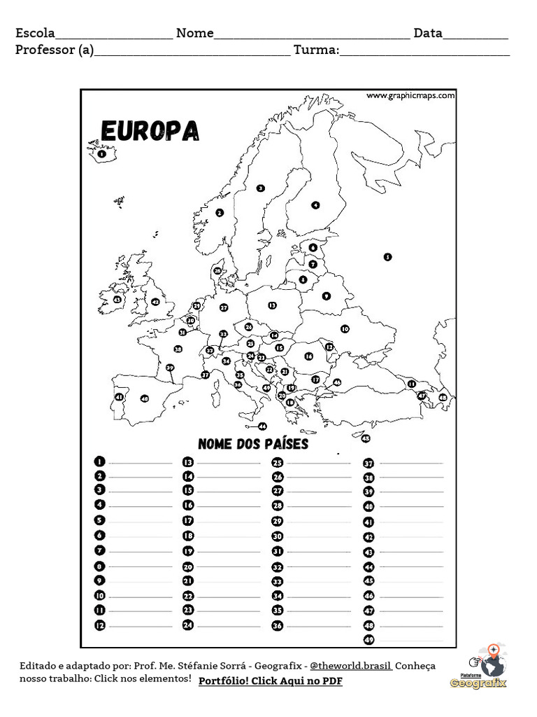 Mini Bloco de Atividades Sobre A Europa - Profa. Sorrá - Geografix. | PDF