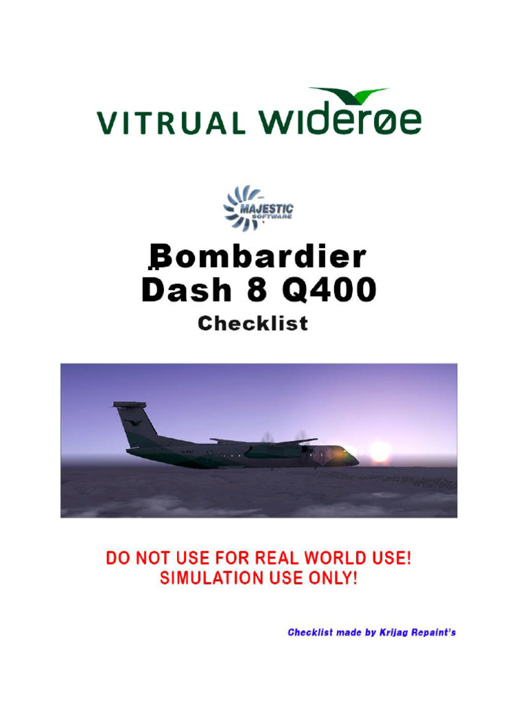 Majestic Dash 8 Q400 Checklist | PDF