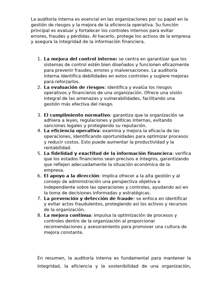 La Auditoría Interna y Externa | PDF