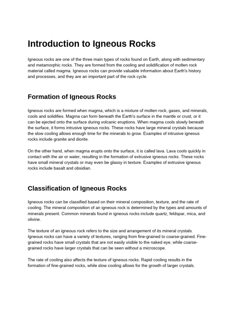 Introduction To Igneous Rocks - Resource | PDF | Igneous Rock | Art