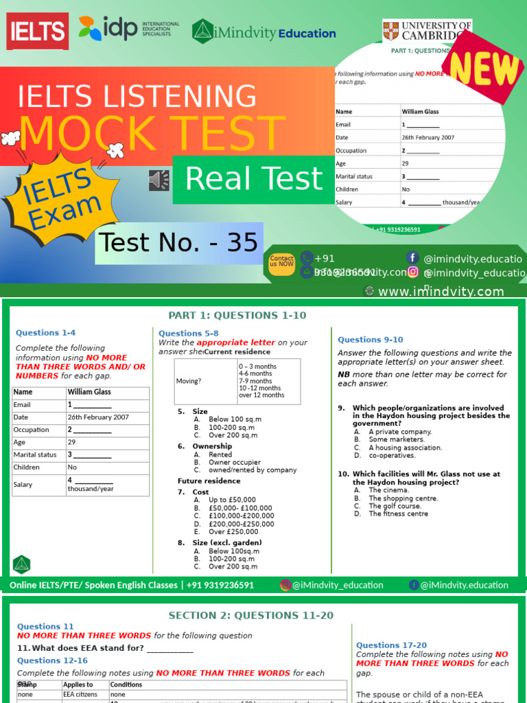IELTS Listening Test No. 35 | PDF