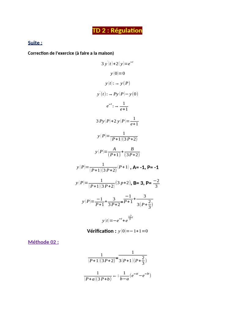 TD2 Régulation | PDF