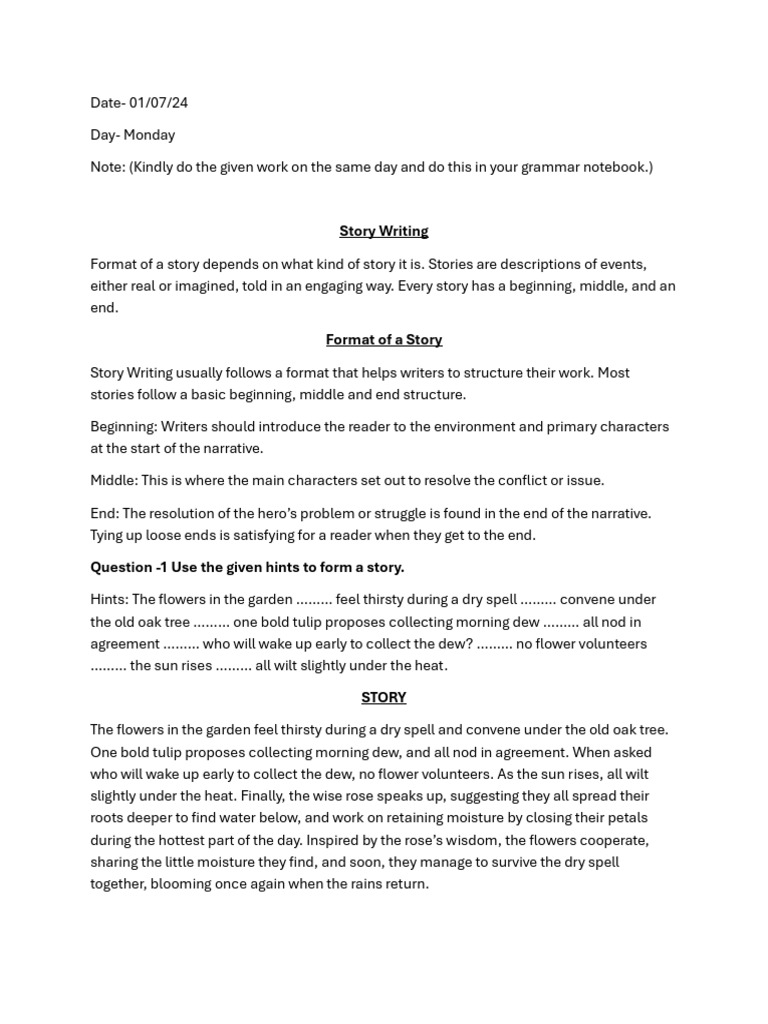 Class 7 Story Writing | PDF