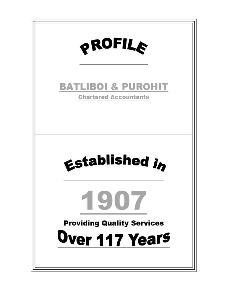 Firm Profile - Batliboi and Purohit | PDF