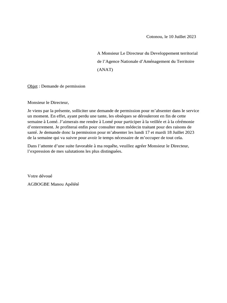 Lettre de Demande de Permission | PDF