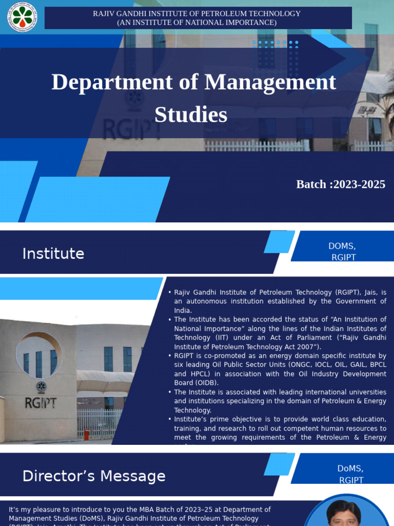RGIPT MBA Placement Brochure 2023-25 | PDF | Master Of Business ...