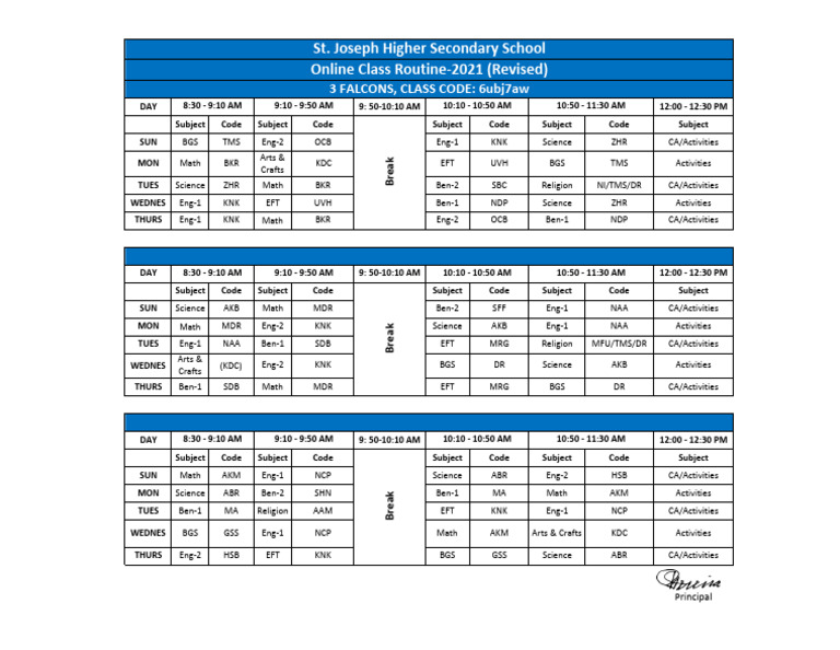 Class 3 Daily Routine Schedule | PDF