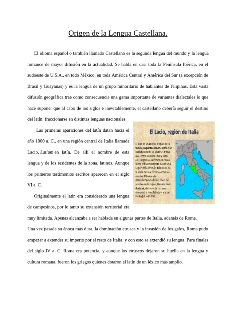Origen De La Lengua Castellana Pdf