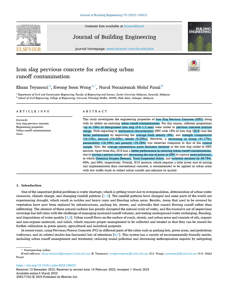 Iron Slag Pervious Concrete For Reducing Urban | PDF