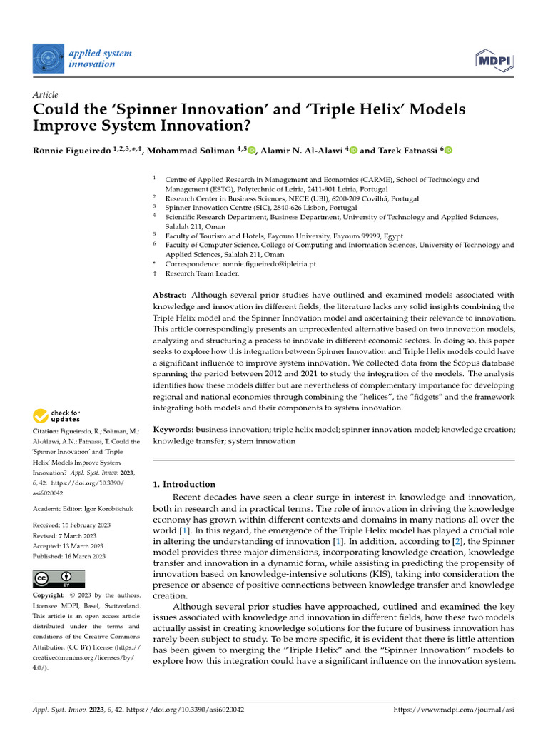 Could the spinner innovation and triple helix models improve system